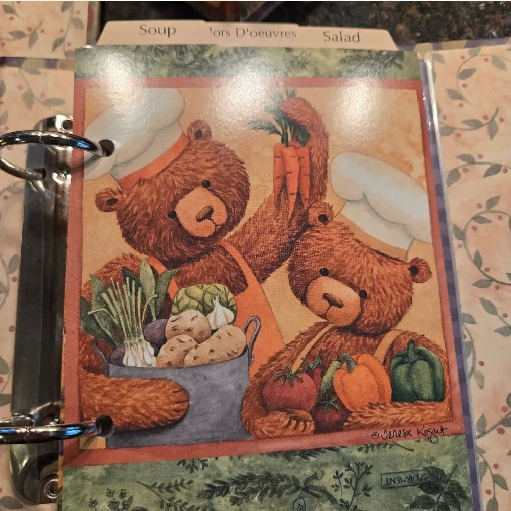 Colorful Recipe Box with Bear Design New